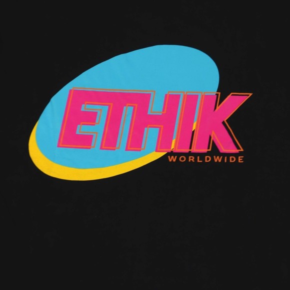 ETHIK WORLDWIDE t-shirt / black  / short sleeve / graphic ethik tee/ medium size - Picture 4 of 5